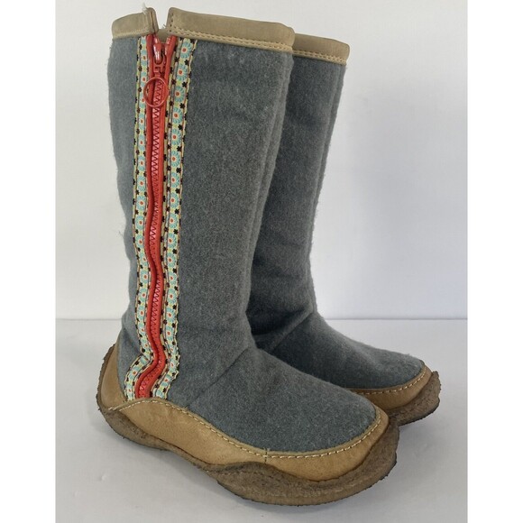 SOREL Boots Norquay Womens US 6 Gray Wool Leather Fleece Winter Lined Side Zip - Picture 1 of 11